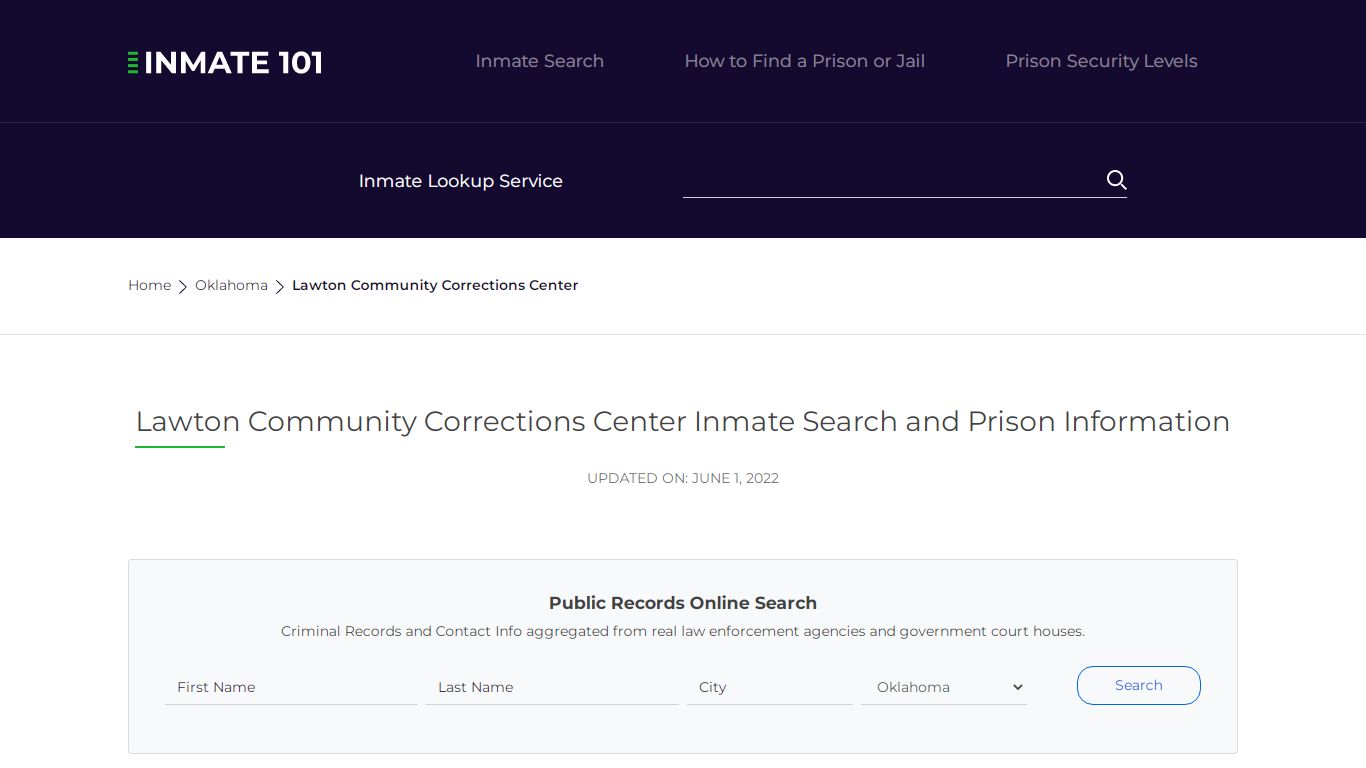 Lawton Community Corrections Center Inmate Search ...